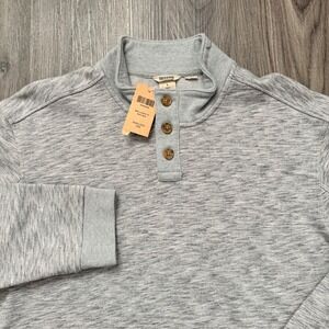 Duluth Trading Co. Loophole 1/4 Button Mock Pullover Sweatshirt Relaxed Fit Gray